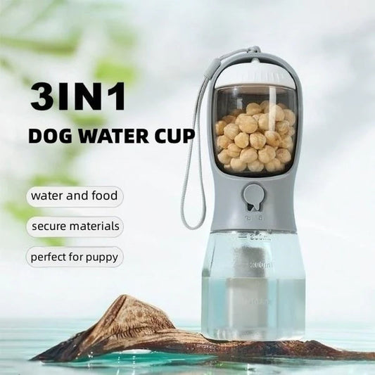 3-in-1 Dog Water Bottle | Portable Feeder