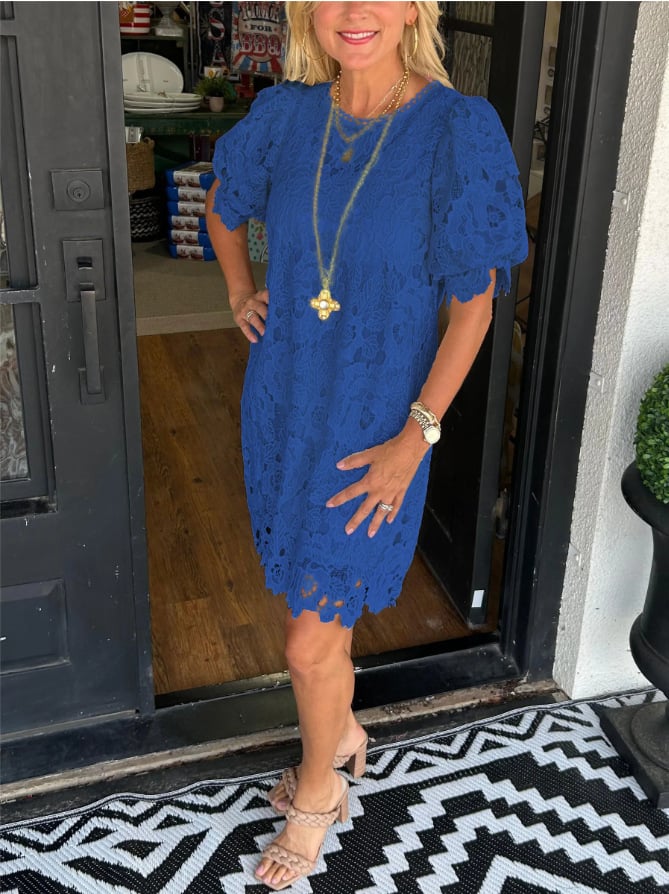 Women’s Floral Lace Puff Sleeve Dress | Mini