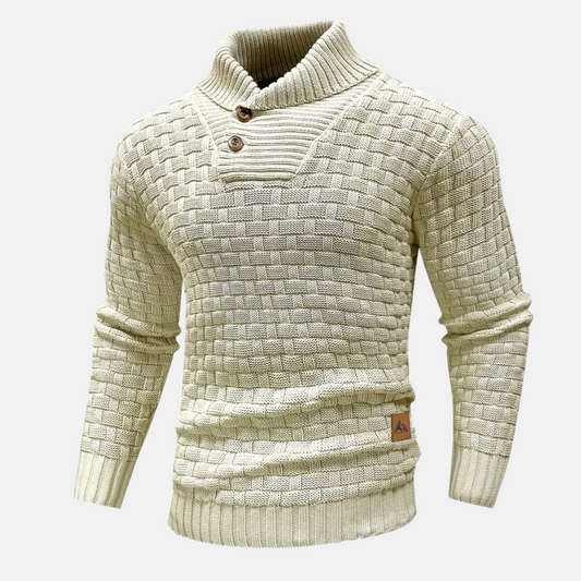 Men’s Knitted Pullover Sweater | Button Collar