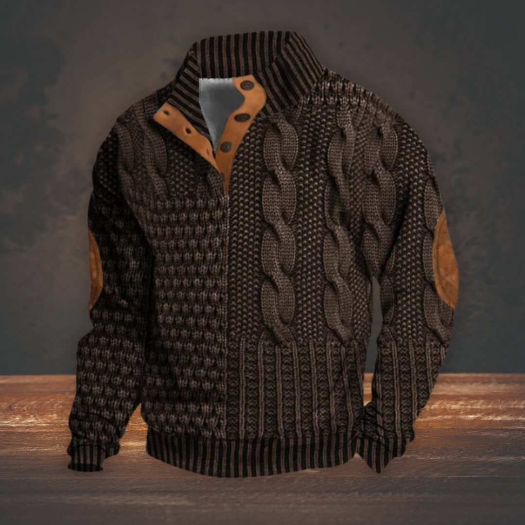 Men’s Knitted Pullover Sweater | Button Collar