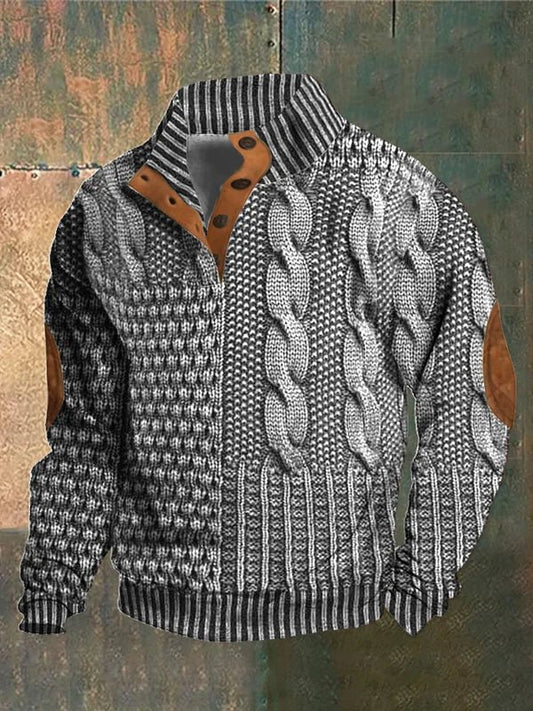 Men’s Knitted Pullover Sweater | Button Collar