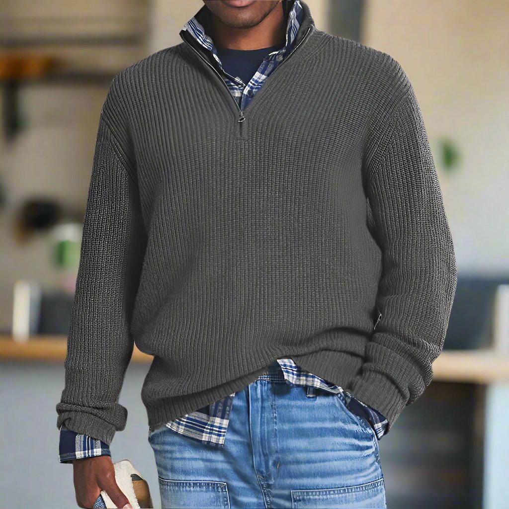 Men’s Casual Knit Sweater | Half Zip