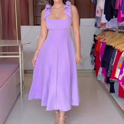 Women’s Bow Strap Sleeveless Dress | Midi