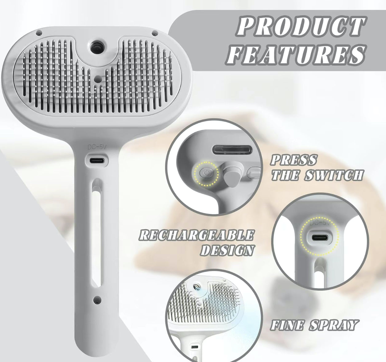 Pet Mist Grooming Brush | Detangling