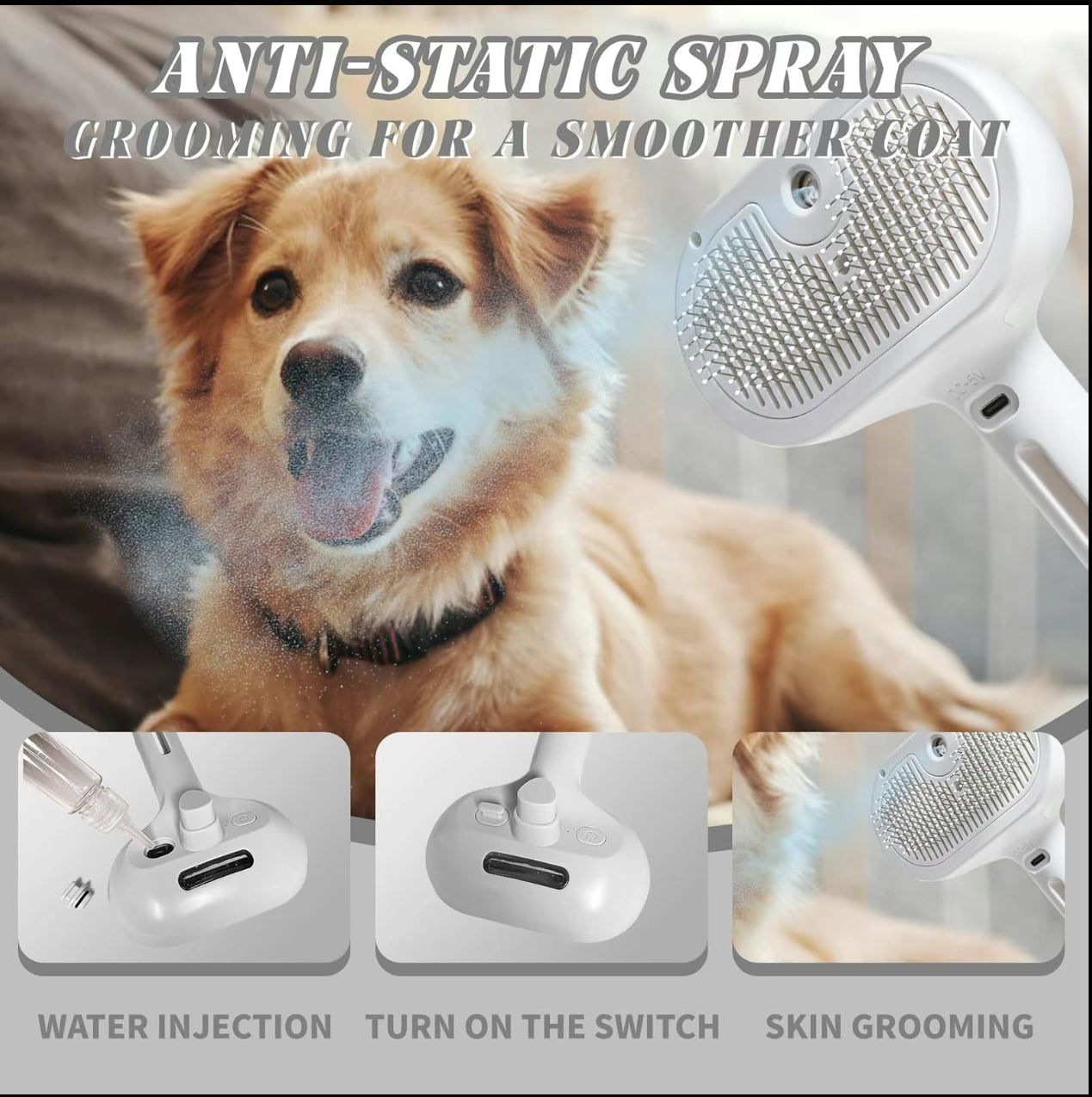Pet Mist Grooming Brush | Detangling