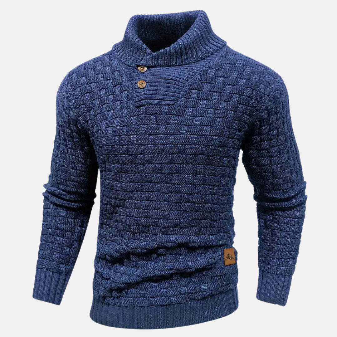 Men’s Knitted Pullover Sweater | Button Collar