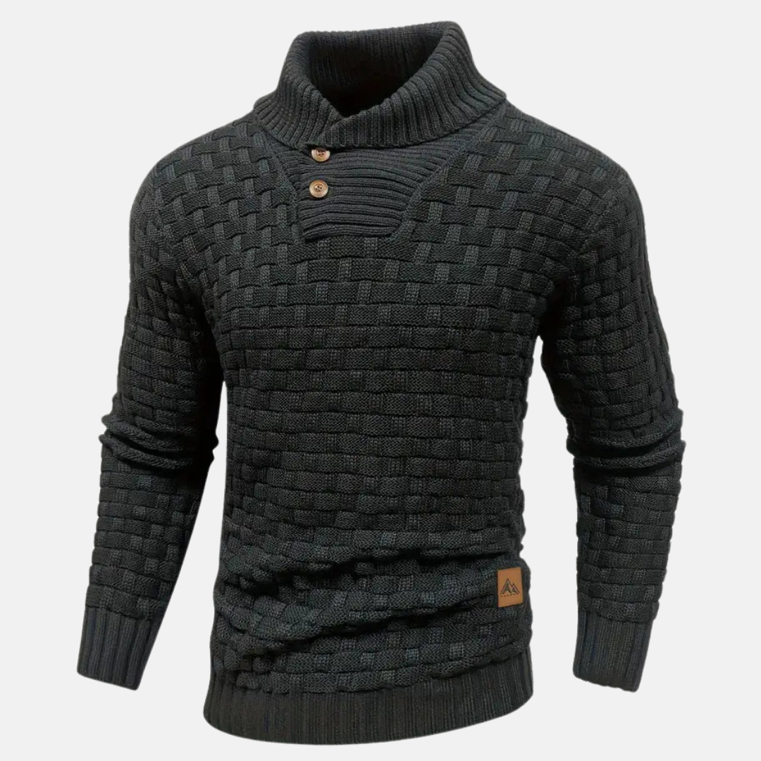 Men’s Knitted Pullover Sweater | Button Collar