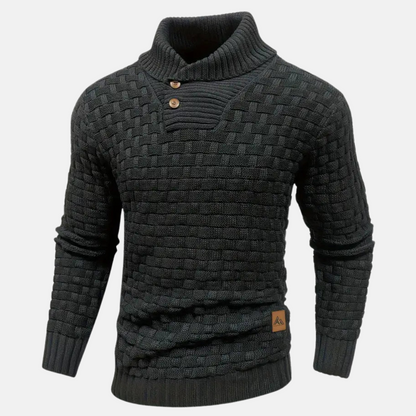 Men’s Knitted Pullover Sweater | Button Collar