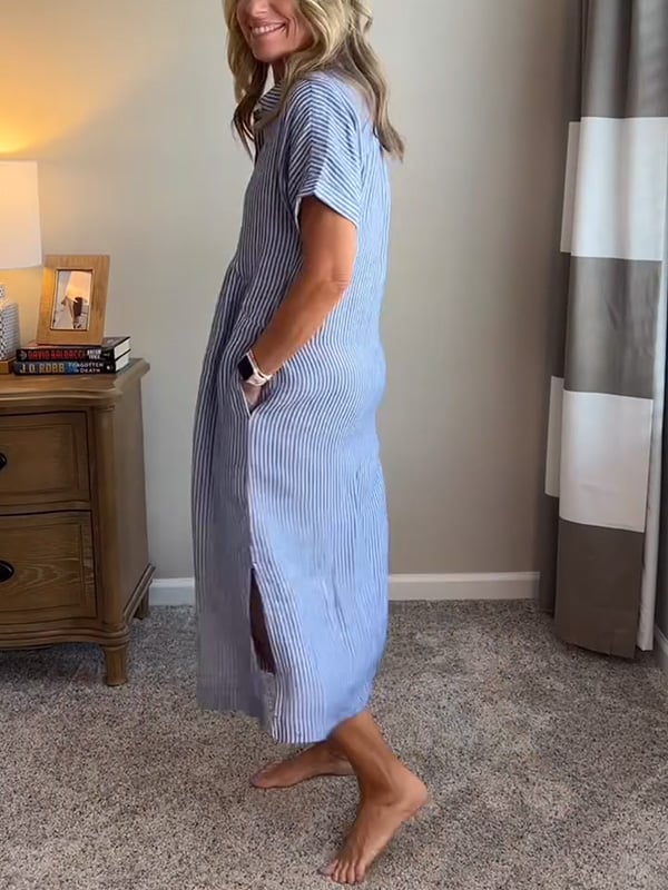 Women’s Striped Shirt Dress | Midi