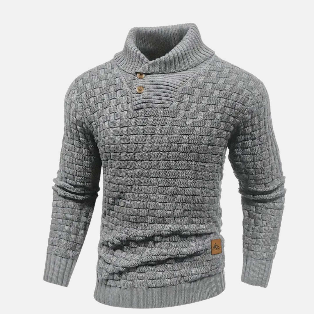 Men’s Knitted Pullover Sweater | Button Collar