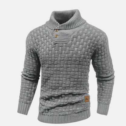 Men’s Knitted Pullover Sweater | Button Collar