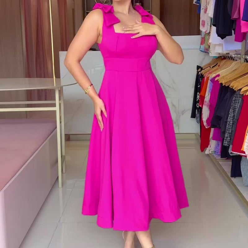 Women’s Bow Strap Sleeveless Dress | Midi