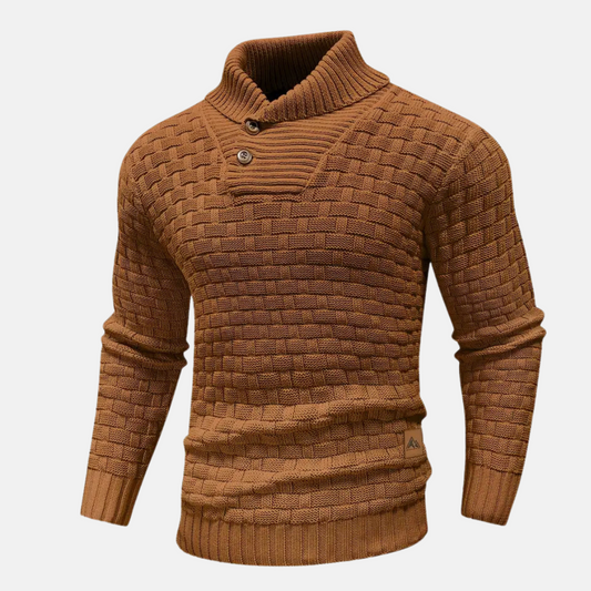 Men’s Knitted Pullover Sweater | Button Collar