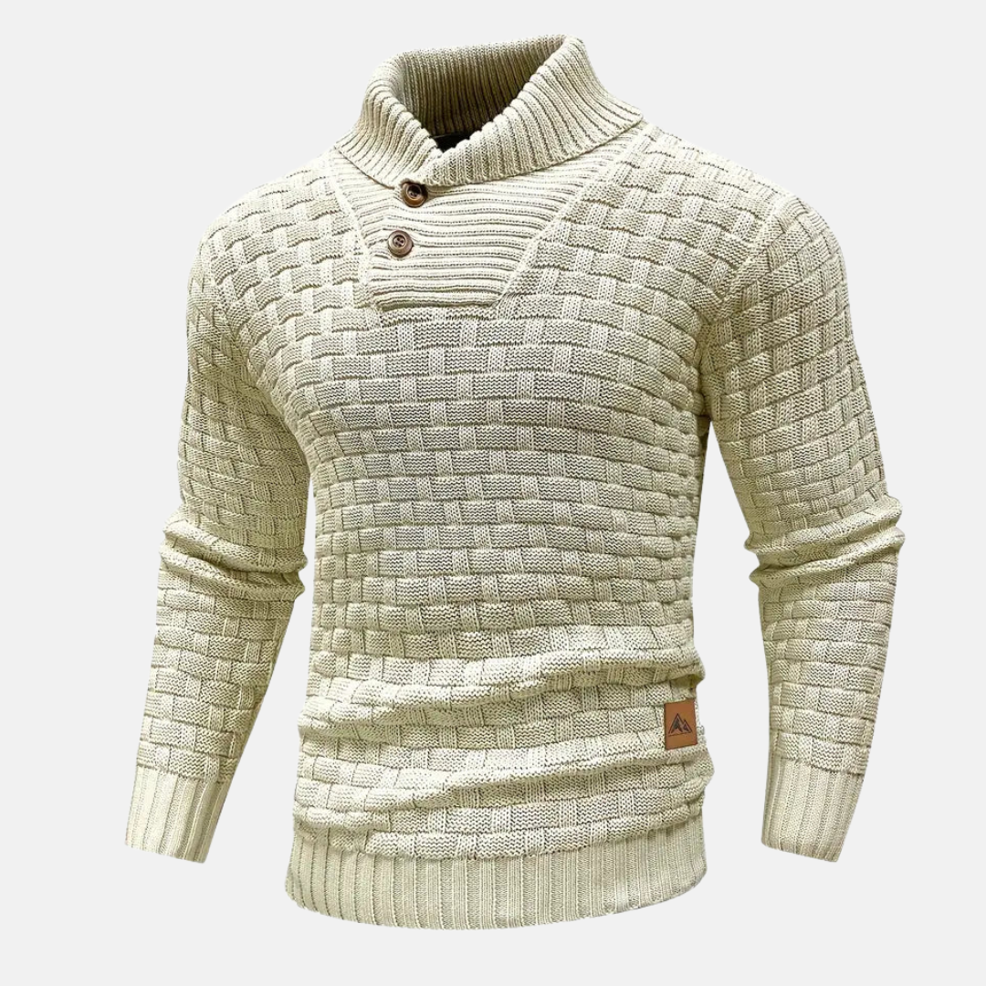 Men’s Knitted Pullover Sweater | Button Collar