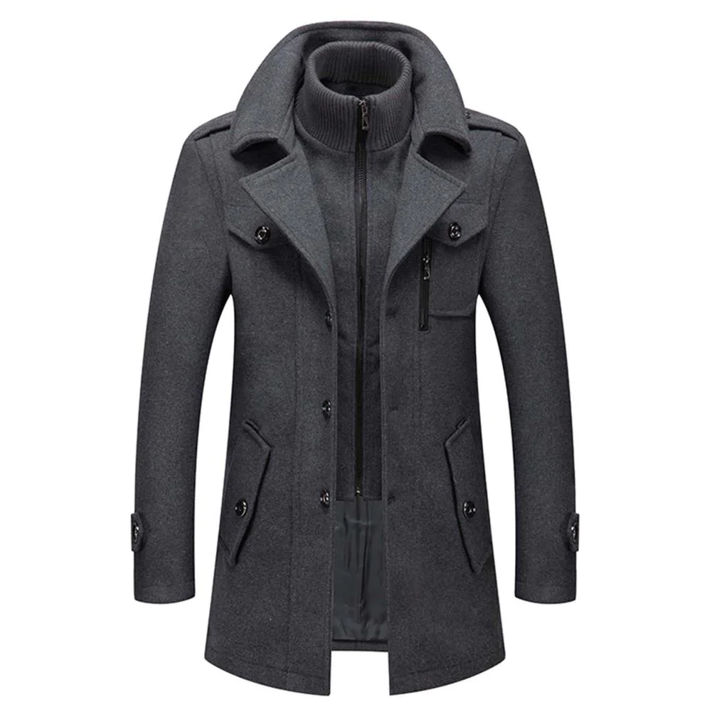 Men’s Winter Trench Coat | Zipper Closure