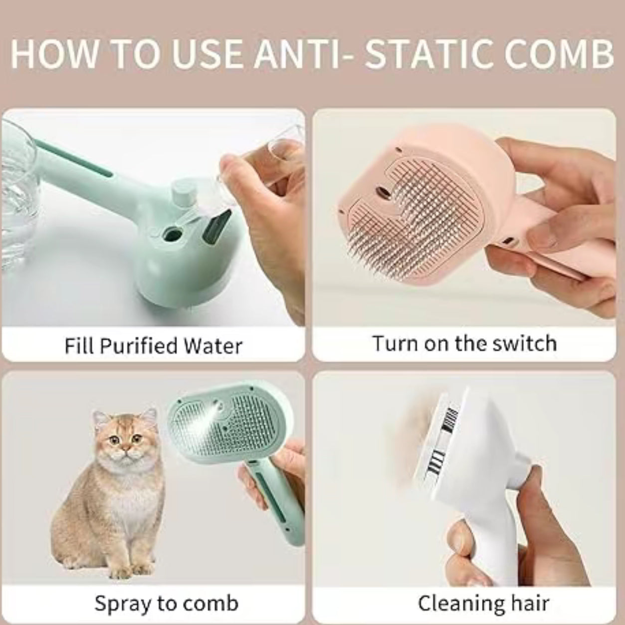 Pet Mist Grooming Brush | Detangling