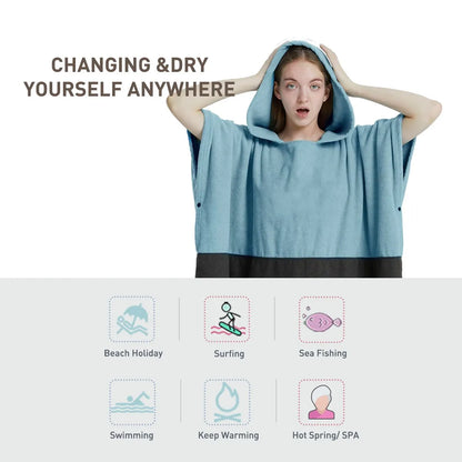 Hooded Surf Poncho Towel – Quick-Dry Microfiber Changing Robe