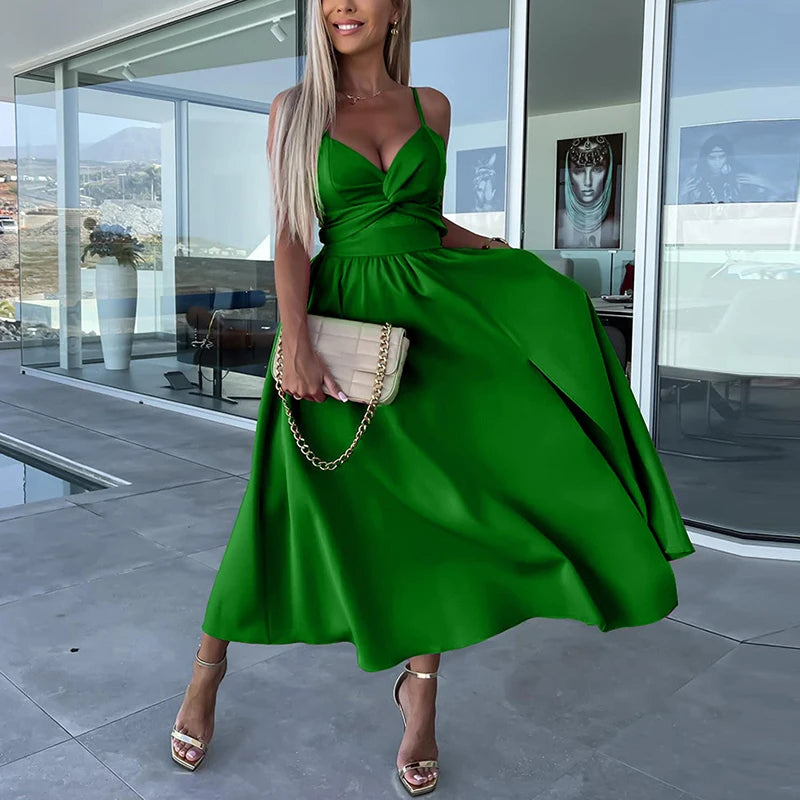 Amy | Spaghetti Strap Midi Dress