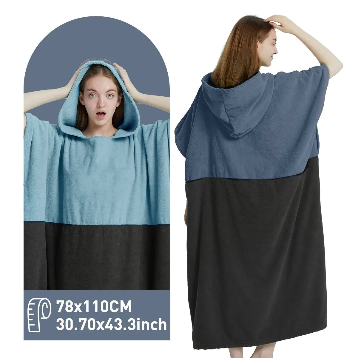 Hooded Surf Poncho Towel – Quick-Dry Microfiber Changing Robe
