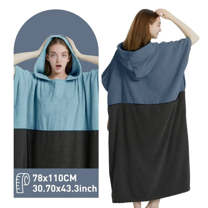 Hooded Surf Poncho Towel – Quick-Dry Microfiber Changing Robe