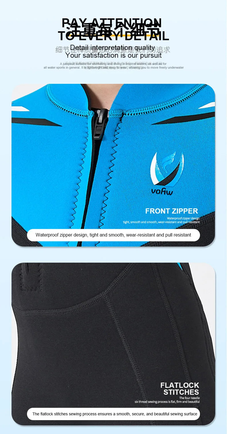 Thermal Neoprene Kids Wetsuit – Short Sleeve Zip Suit for Swimming, Surfing & Snorkeling