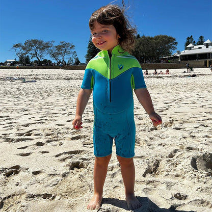 Thermal Neoprene Kids Wetsuit – Short Sleeve Zip Suit for Swimming, Surfing & Snorkeling