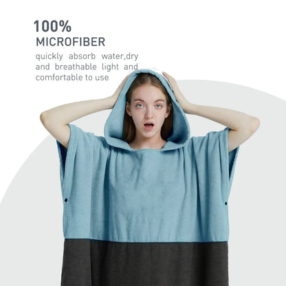 Hooded Surf Poncho Towel – Quick-Dry Microfiber Changing Robe