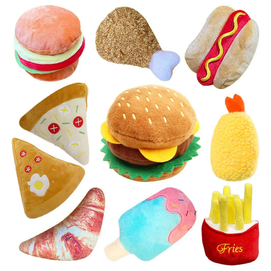 SnackAttack Squeaky Set – Plush Food Toys for Chew & Play Fun