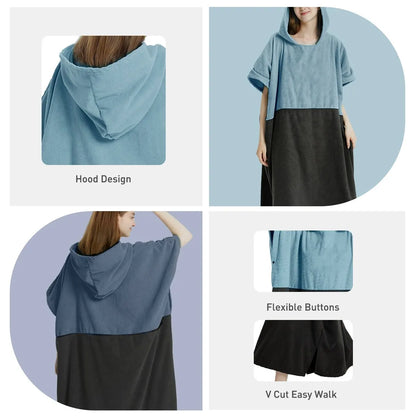 Hooded Surf Poncho Towel – Quick-Dry Microfiber Changing Robe