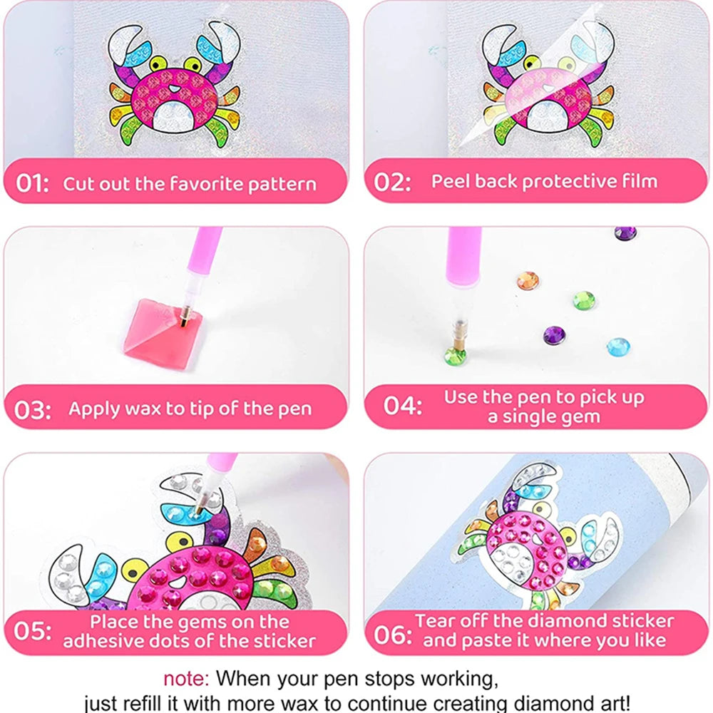 Diamond Sticker Craft Kit – Easy Paint-by-Number Fun for Little Hands