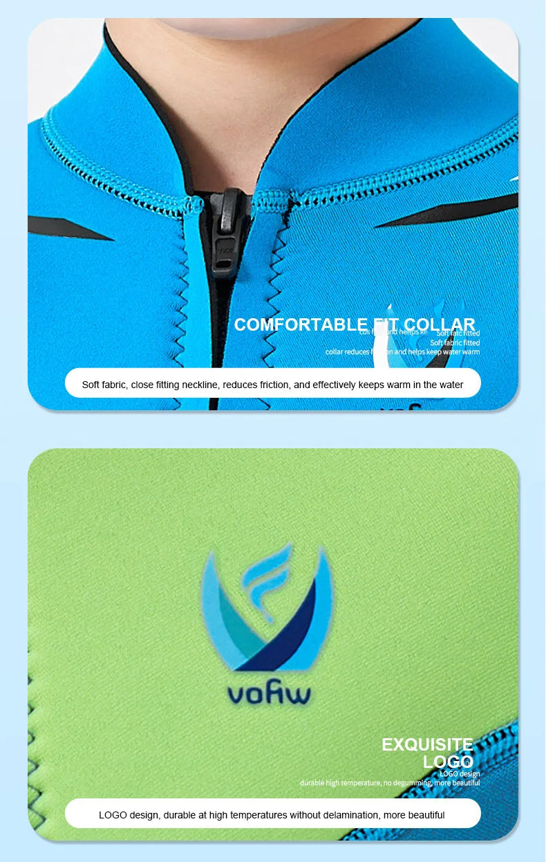 Thermal Neoprene Kids Wetsuit – Short Sleeve Zip Suit for Swimming, Surfing & Snorkeling