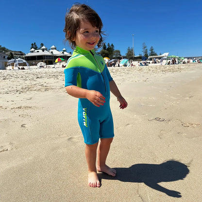 Thermal Neoprene Kids Wetsuit – Short Sleeve Zip Suit for Swimming, Surfing & Snorkeling