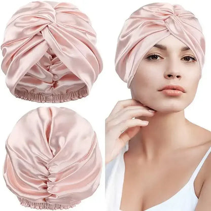 NoSlip Satin Bonnet – Adjustable Double-Layer Sleep Cap for All Hair Types