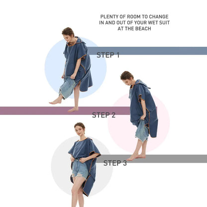 Hooded Surf Poncho Towel – Quick-Dry Microfiber Changing Robe