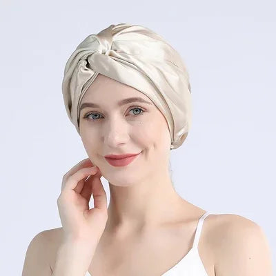 NoSlip Satin Bonnet – Adjustable Double-Layer Sleep Cap for All Hair Types