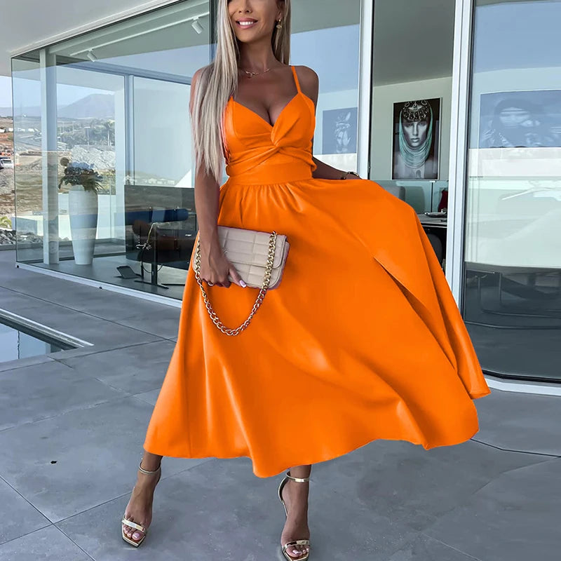 Amy | Spaghetti Strap Midi Dress