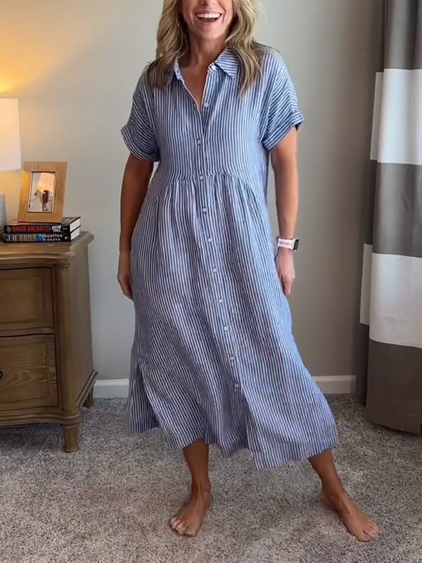 Women’s Striped Shirt Dress | Midi