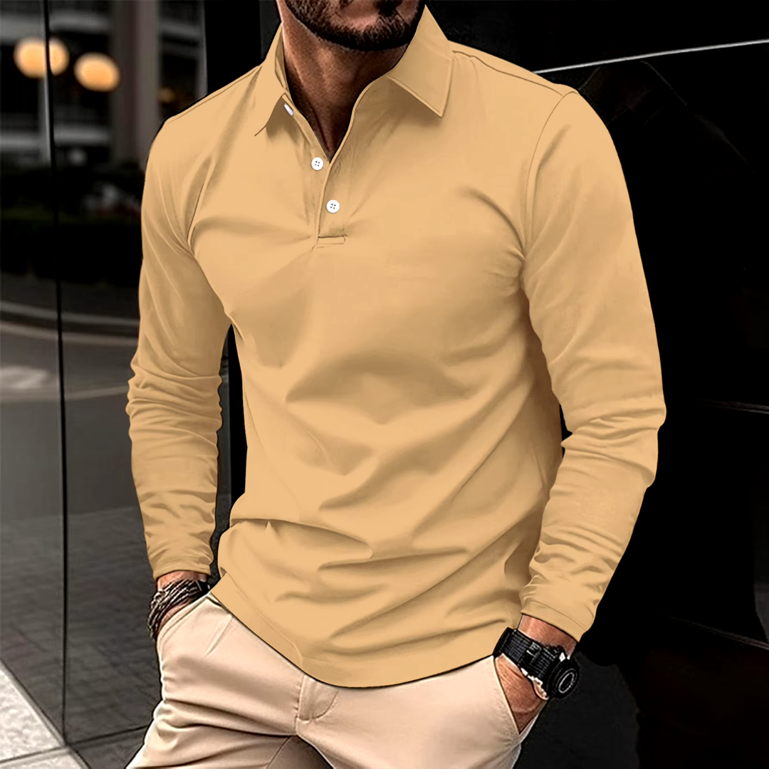 Men’s Long Sleeve Polo Shirt | Button-Up