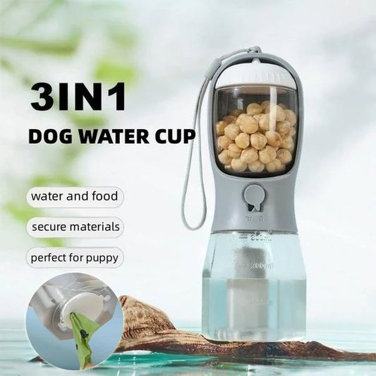 3-in-1 Dog Water Bottle | Portable Feeder