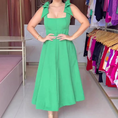 Women’s Bow Strap Sleeveless Dress | Midi