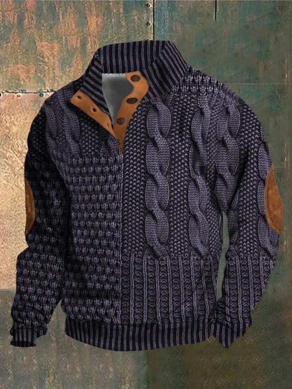 Men’s Knitted Pullover Sweater | Button Collar