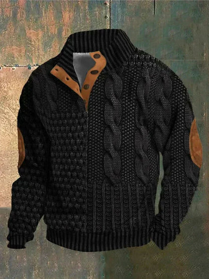 Men’s Knitted Pullover Sweater | Button Collar