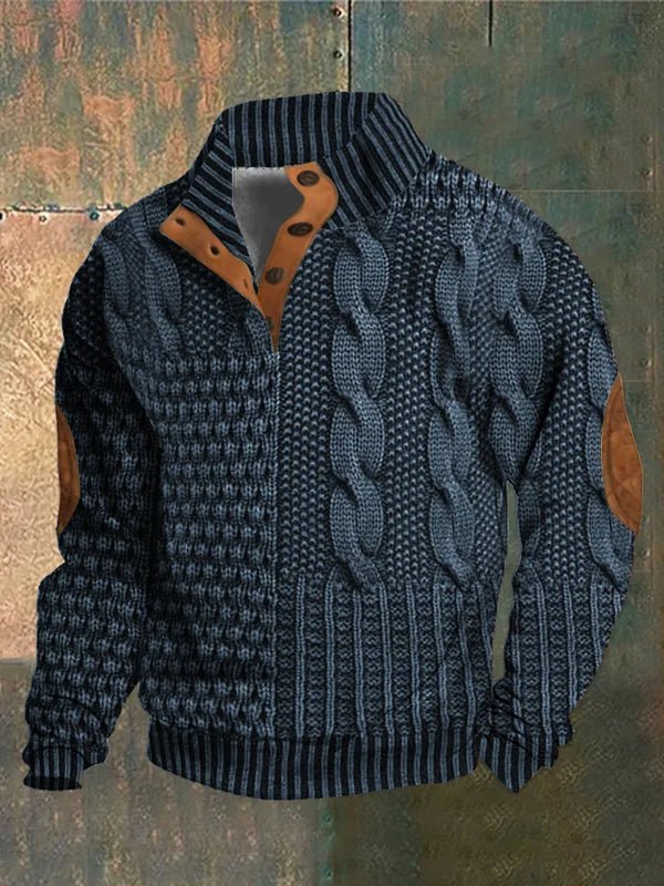 Men’s Knitted Pullover Sweater | Button Collar