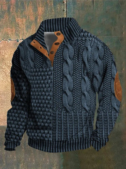 Men’s Knitted Pullover Sweater | Button Collar