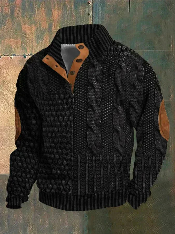 Men’s Knitted Pullover Sweater | Button Collar