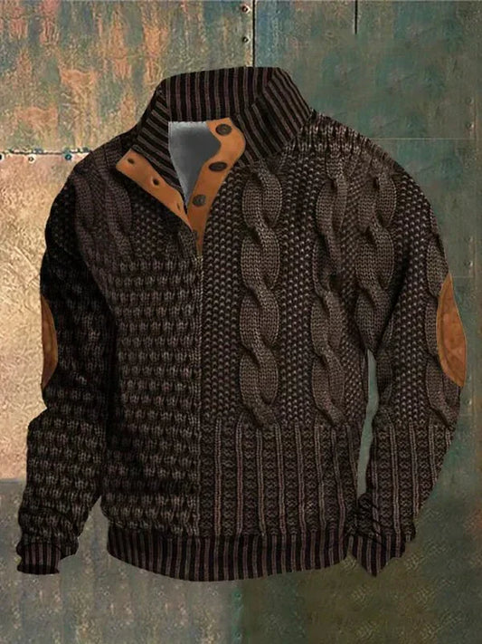 Men’s Knitted Pullover Sweater | Button Collar