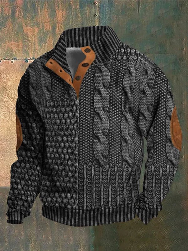Men’s Knitted Pullover Sweater | Button Collar