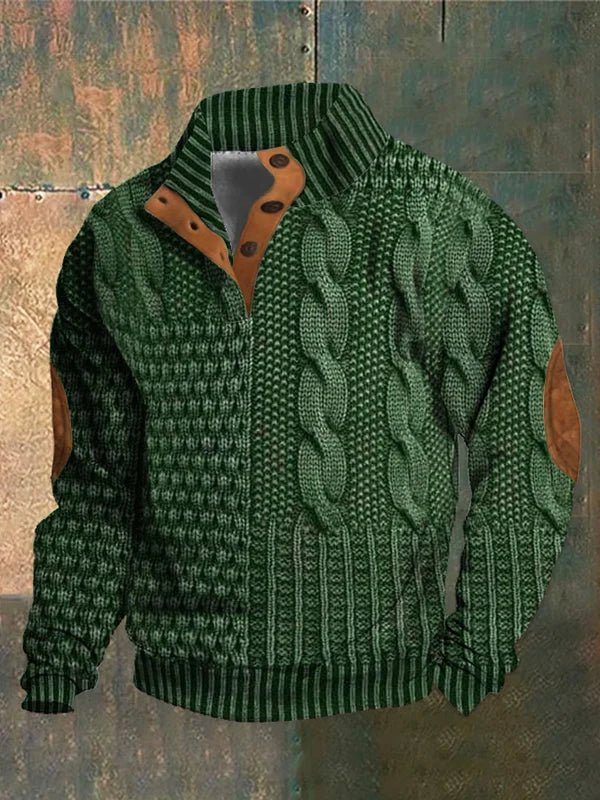 Men’s Knitted Pullover Sweater | Button Collar