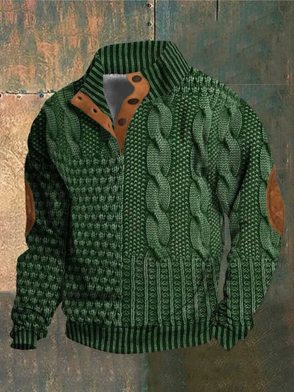 Men’s Knitted Pullover Sweater | Button Collar