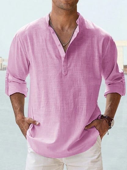 Men’s Casual Long Sleeve Shirt | Henley Neck